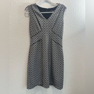 Adrianna Papell Black and White Sheath Midi Dress